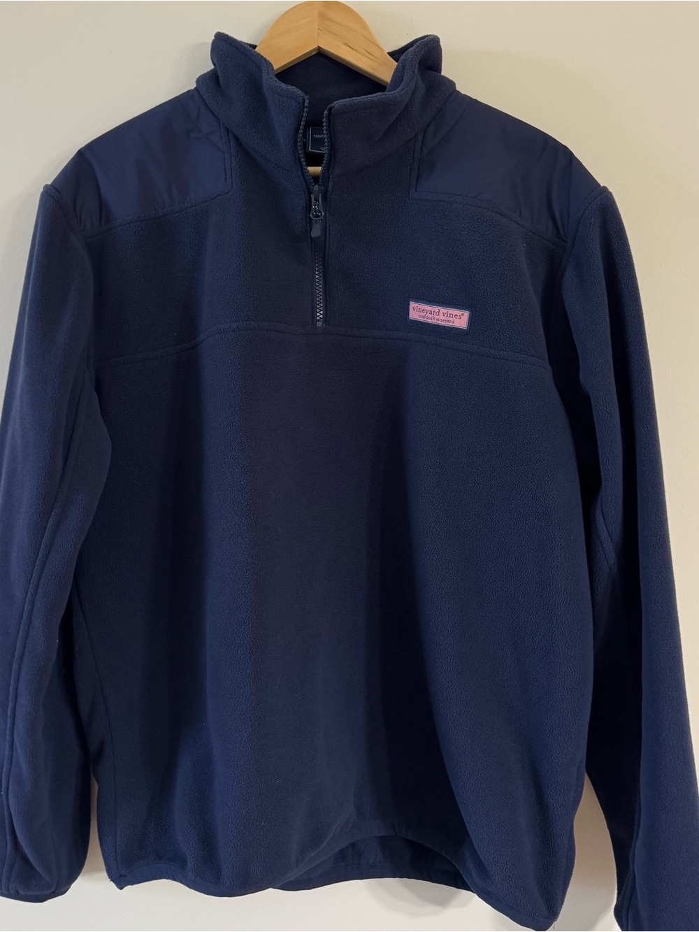 Vineyard Vines Mens Quarter Zip Fleece Pullover Jacket Navy Blue Size Large